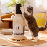 Stylish Modern Art Deco Wooden Cat Tower with Sisal Rope and Rotating Base – Wine Bottle Design for Living Room