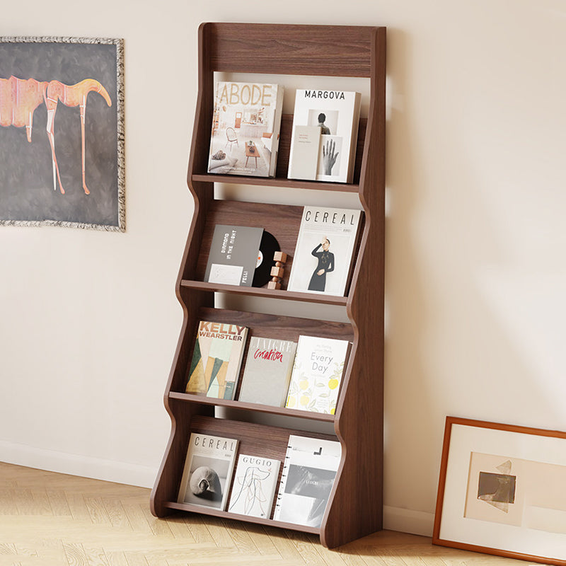 Modern Minimalist Rectangular-Arc 4-Tier Floor-Standing Bookshelf – Eco-Friendly E1 Particle Board with Aluminum Alloy Frame, Ideal for Study