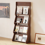 Modern Minimalist Rectangular-Arc 4-Tier Floor-Standing Bookshelf – Eco-Friendly E1 Particle Board with Aluminum Alloy Frame, Ideal for Study