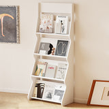 Modern Minimalist Rectangular-Arc 4-Tier Floor-Standing Bookshelf – Eco-Friendly E1 Particle Board with Aluminum Alloy Frame, Ideal for Study