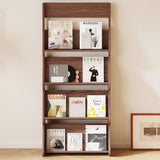 Modern Minimalist Rectangular-Arc 4-Tier Floor-Standing Bookshelf – Eco-Friendly E1 Particle Board with Aluminum Alloy Frame, Ideal for Study