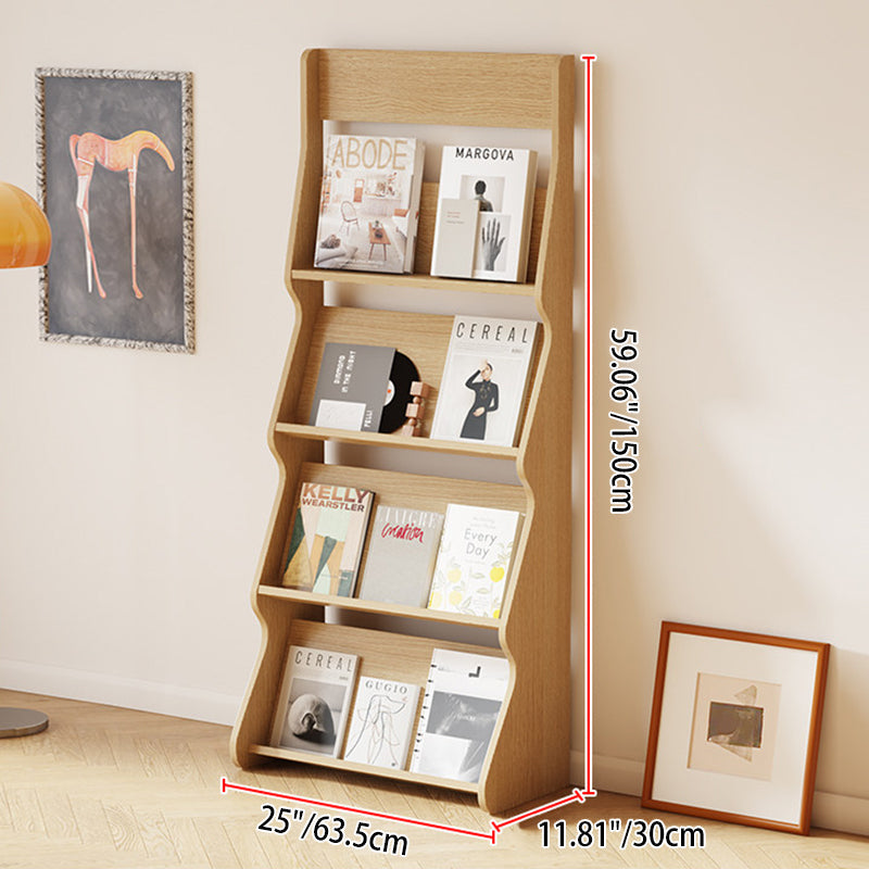 Modern Minimalist Rectangular-Arc 4-Tier Floor-Standing Bookshelf – Eco-Friendly E1 Particle Board with Aluminum Alloy Frame, Ideal for Study