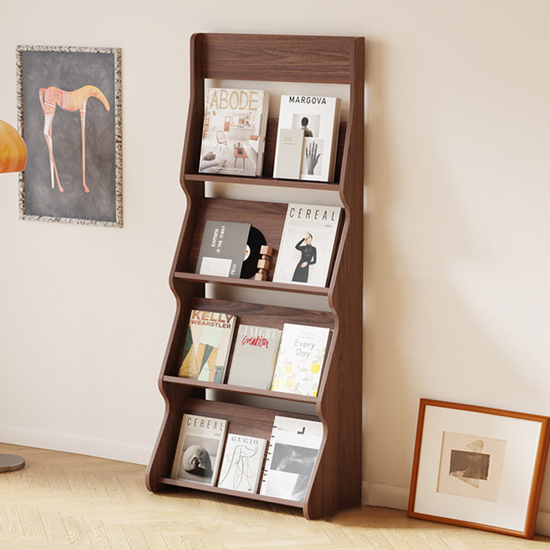 Modern Minimalist Rectangular-Arc 4-Tier Floor-Standing Bookshelf – Eco-Friendly E1 Particle Board with Aluminum Alloy Frame, Ideal for Study