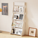 Modern Minimalist Rectangular-Arc 4-Tier Floor-Standing Bookshelf – Eco-Friendly E1 Particle Board with Aluminum Alloy Frame, Ideal for Study