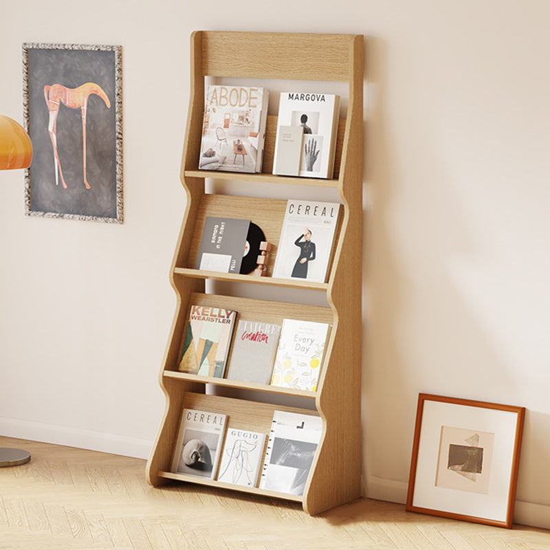 Modern Minimalist Rectangular-Arc 4-Tier Floor-Standing Bookshelf – Eco-Friendly E1 Particle Board with Aluminum Alloy Frame, Ideal for Study