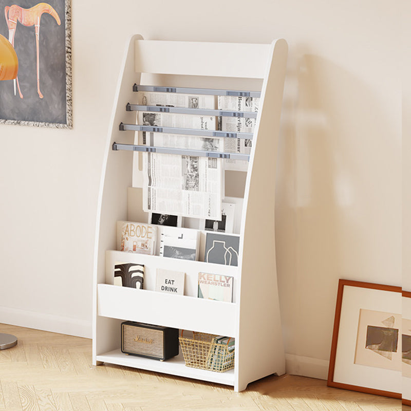 Modern Minimalist Rectangular-Arc 4-Tier Floor-Standing Bookshelf – Eco-Friendly E1 Particle Board with Aluminum Alloy Frame, Ideal for Study