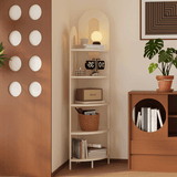 Traditional French Arched Iron Corner Shelf, Fan-Shaped, Floor-Standing 5-Tier Storage for Living Room