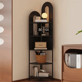 Traditional French Arched Iron Corner Shelf, Fan-Shaped, Floor-Standing 5-Tier Storage for Living Room