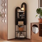 Traditional French Arched Iron Corner Shelf, Fan-Shaped, Floor-Standing 5-Tier Storage for Living Room