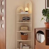 Traditional French Arched Iron Corner Shelf, Fan-Shaped, Floor-Standing 5-Tier Storage for Living Room