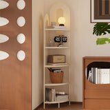 Traditional French Arched Iron Corner Shelf, Fan-Shaped, Floor-Standing 5-Tier Storage for Living Room
