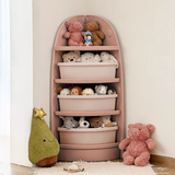 Modern Minimalist Eco-Friendly Fan-Shaped 4-Tier Kids' Corner Storage Shelf – HDPE/PP Plastic, Ideal for Living Room & Study