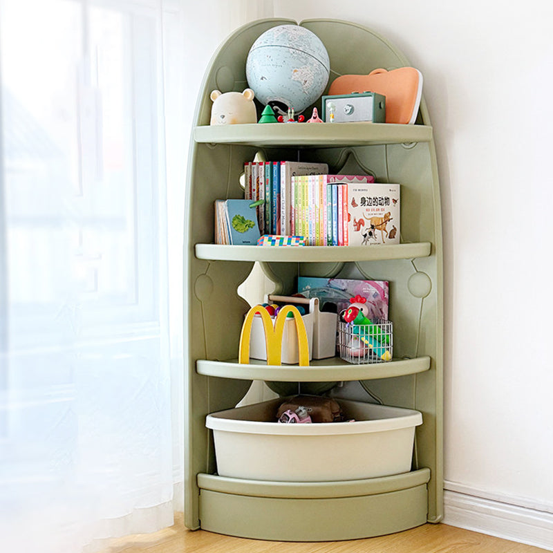 Modern Minimalist Eco-Friendly Fan-Shaped 4-Tier Kids' Corner Storage Shelf – HDPE/PP Plastic, Ideal for Living Room & Study