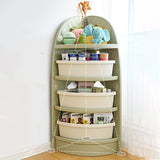 Modern Minimalist Eco-Friendly Fan-Shaped 4-Tier Kids' Corner Storage Shelf – HDPE/PP Plastic, Ideal for Living Room & Study