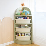 Modern Minimalist Eco-Friendly Fan-Shaped 4-Tier Kids' Corner Storage Shelf – HDPE/PP Plastic, Ideal for Living Room & Study