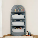 Modern Minimalist Eco-Friendly Fan-Shaped 4-Tier Kids' Corner Storage Shelf – HDPE/PP Plastic, Ideal for Living Room & Study