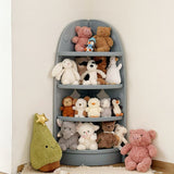 Modern Minimalist Eco-Friendly Fan-Shaped 4-Tier Kids' Corner Storage Shelf – HDPE/PP Plastic, Ideal for Living Room & Study