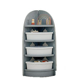 Modern Minimalist Eco-Friendly Fan-Shaped 4-Tier Kids' Corner Storage Shelf – HDPE/PP Plastic, Ideal for Living Room & Study