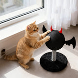 Modern Cartoon Devil Bat Cat Scratcher with Hemp Rope, Spring‑Mounted Scratching Post for Living Room