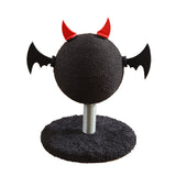 Modern Cartoon Devil Bat Cat Scratcher with Hemp Rope, Spring‑Mounted Scratching Post for Living Room