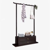 Traditional Chinese-Style Rectangular Hall Tree in Rubberwood Solid Wood with Pine Wood Multi-Layer Board, 2-Drawer Entryway Organizer
