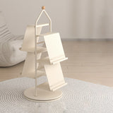 Contemporary Industrial Tree-Shaped Floor Bookshelf – 4-Tier Rotating Carbon Steel Storage Rack for Living Room & Study