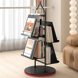 Contemporary Industrial Tree-Shaped Floor Bookshelf – 4-Tier Rotating Carbon Steel Storage Rack for Living Room & Study