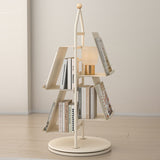 Contemporary Industrial Tree-Shaped Floor Bookshelf – 4-Tier Rotating Carbon Steel Storage Rack for Living Room & Study