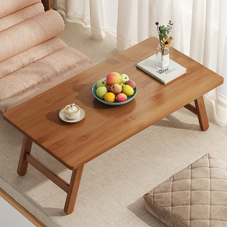 Traditional Japanese Bamboo End Table – Natural Rectangular, Foldable 1-Tier for Bedroom & Living Room