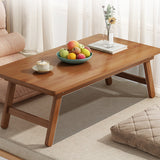 Traditional Japanese Bamboo End Table – Natural Rectangular, Foldable 1-Tier for Bedroom & Living Room