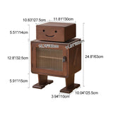 Contemporary Solid Wood & Glass Nightstand with a Rounded, Robot-Inspired Design and Two Storage Compartments for Bedroom or Living Room