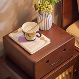 Contemporary Solid Wood & Glass Nightstand with a Rounded, Robot-Inspired Design and Two Storage Compartments for Bedroom or Living Room