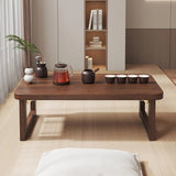 Traditional Japanese Solid Wood Table - Rounded-Ended Rectangular Design with 1-Tier Folding, Perfect for Living Room