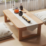 Traditional Japanese Solid Wood Table - Rounded-Ended Rectangular Design with 1-Tier Folding, Perfect for Living Room