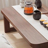 Traditional Japanese Solid Wood Table - Rounded-Ended Rectangular Design with 1-Tier Folding, Perfect for Living Room