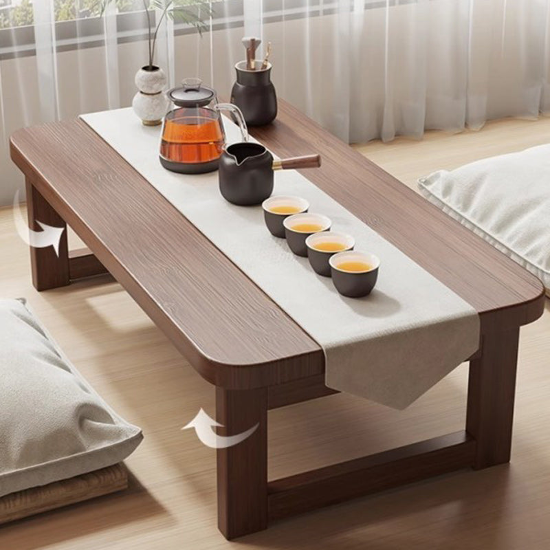 Traditional Japanese Solid Wood Table - Rounded-Ended Rectangular Design with 1-Tier Folding, Perfect for Living Room