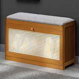 Traditional Japanese Bamboo Ventilated Shoe Bench – Rectangular ABS Construction with Linen Finish for Entryway & Living Room