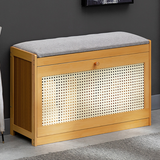 Traditional Japanese Bamboo Ventilated Shoe Bench – Rectangular ABS Construction with Linen Finish for Entryway & Living Room