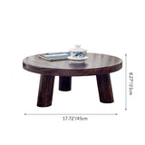 Traditional Japanese Solid Wood Round End Table, 1-Tier Cylindrical Design for Living Room