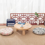 Traditional Japanese Solid Wood Round End Table, 1-Tier Cylindrical Design for Living Room