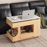 Modern Scandinavian Solid Wood & Tempered Glass Side Table with Metal Frame – Rectangular, Mobile with 2 Cabinets for Living Room