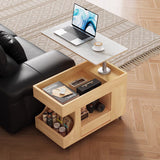 Modern Scandinavian Solid Wood & Tempered Glass Side Table with Metal Frame – Rectangular, Mobile with 2 Cabinets for Living Room