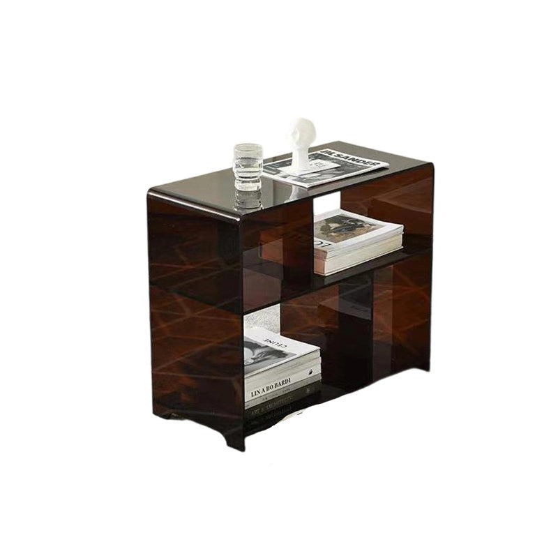 Sleek Contemporary Acrylic 3-Tier Rounded Square End Table for Living Room