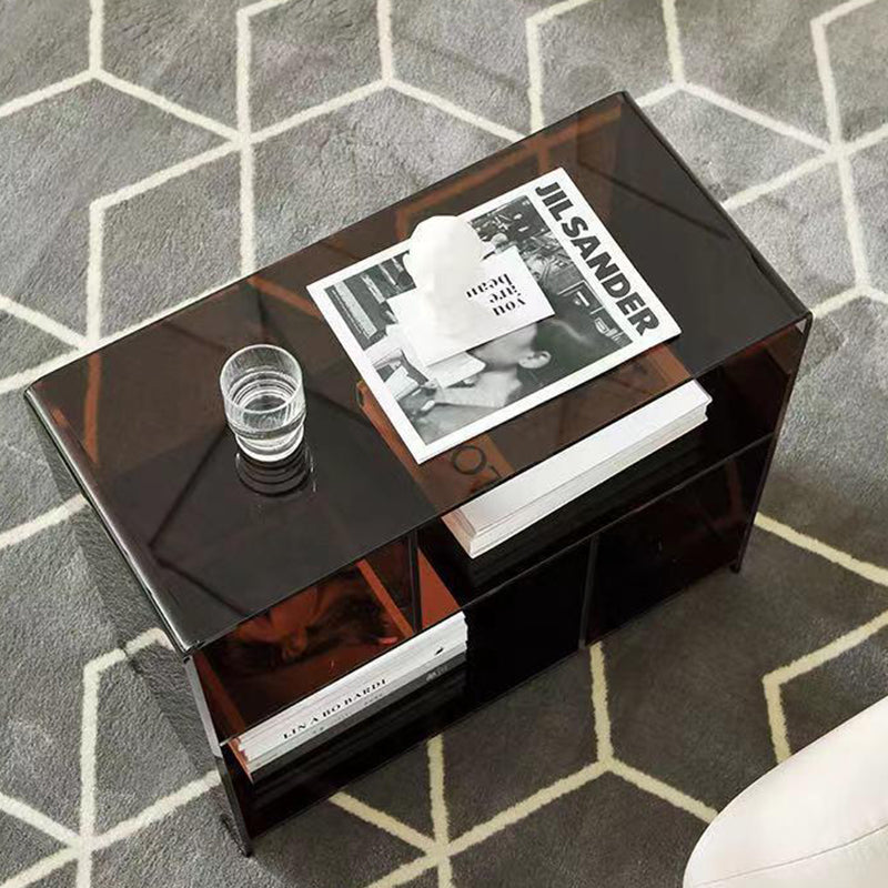 Sleek Contemporary Acrylic 3-Tier Rounded Square End Table for Living Room