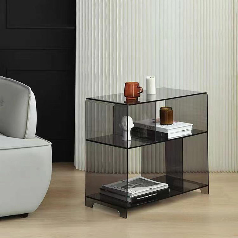 Sleek Contemporary Acrylic 3-Tier Rounded Square End Table for Living Room