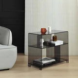 Sleek Contemporary Acrylic 3-Tier Rounded Square End Table for Living Room