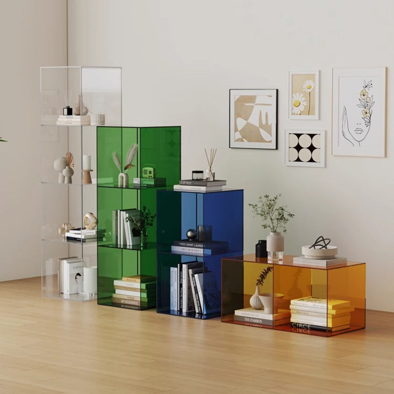 Sleek Contemporary Clear Acrylic 3-Tier Rectangular End Table for Living Room