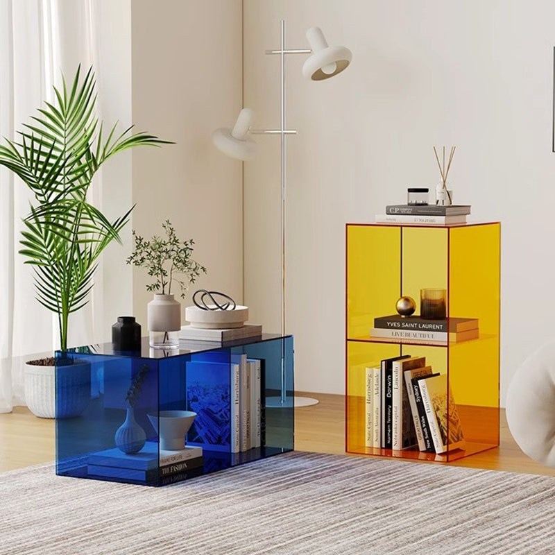 Sleek Contemporary Clear Acrylic 3-Tier Rectangular End Table for Living Room