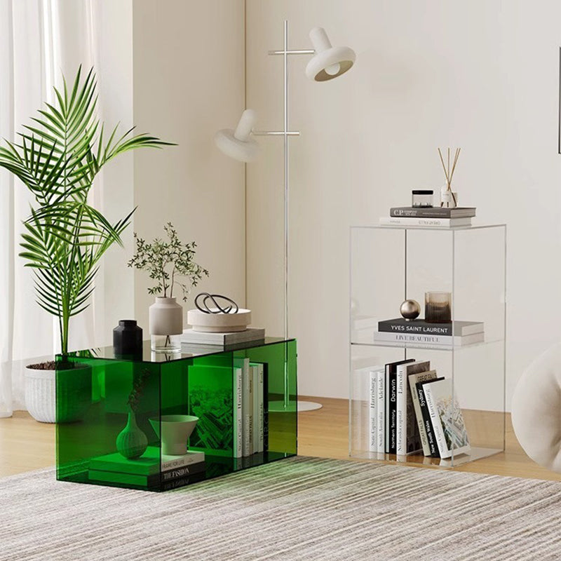 Sleek Contemporary Clear Acrylic 3-Tier Rectangular End Table for Living Room