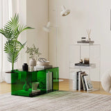 Sleek Contemporary Clear Acrylic 3-Tier Rectangular End Table for Living Room